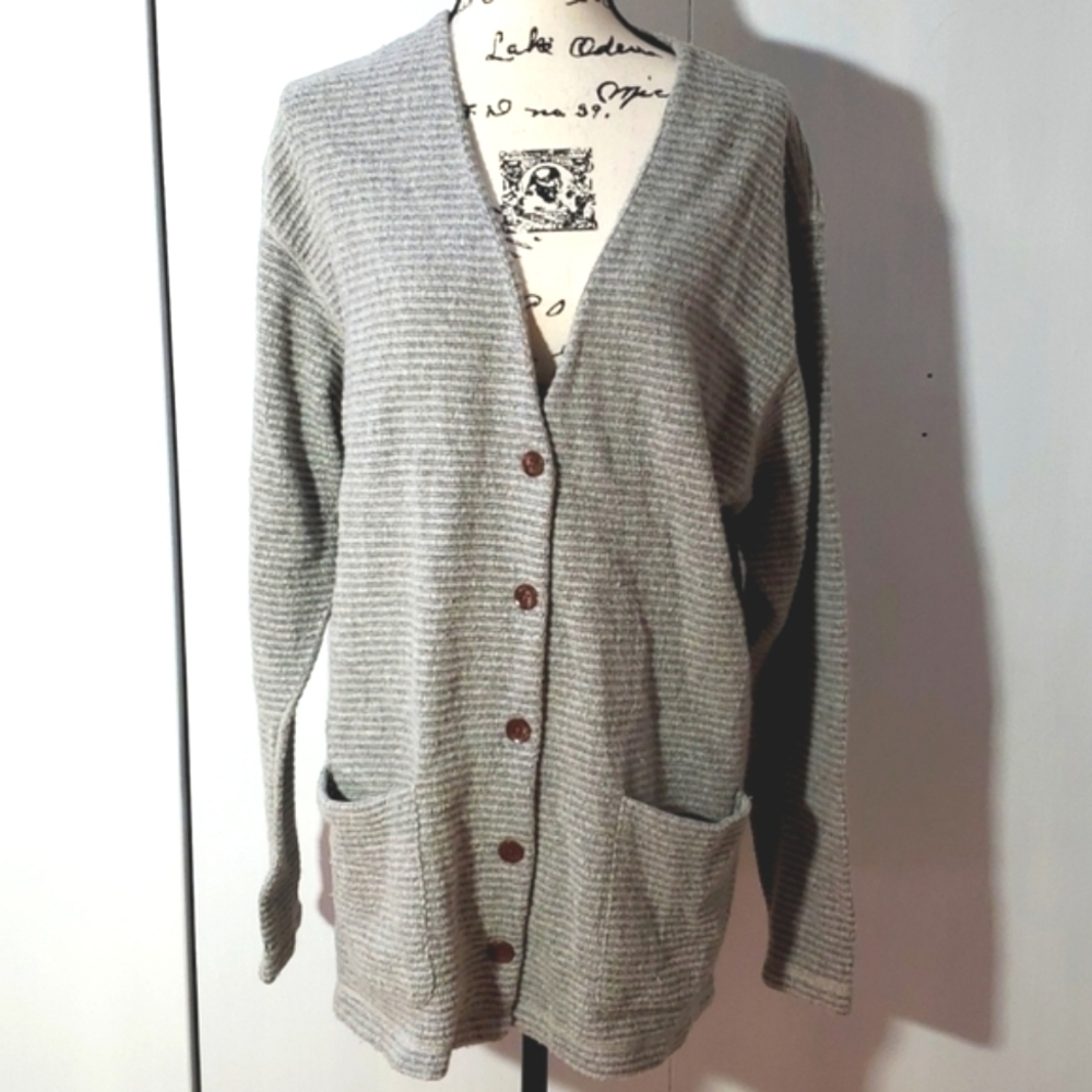 Ralph Lauren| Light Gray Wool Cardigan Neutral Preppy Cozy Acadamia  Sz.M